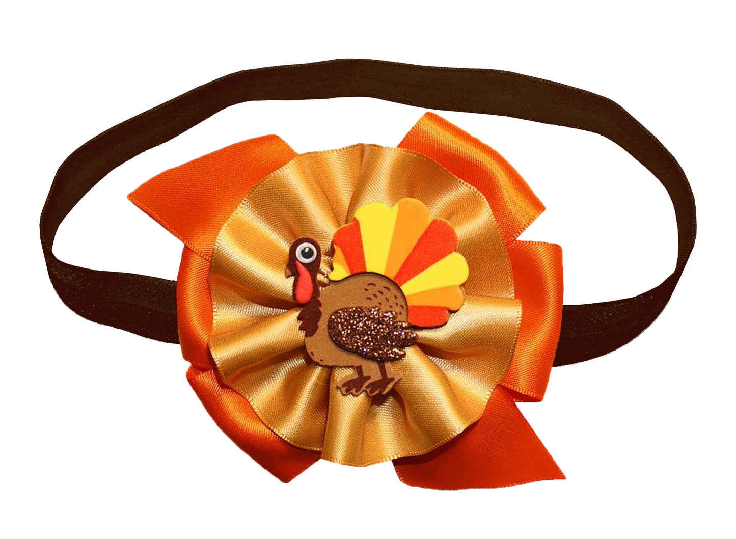 WD2U Baby Girls Gobble Gobble Turkey Thanksgiving Hair Bow on Stretch Headband