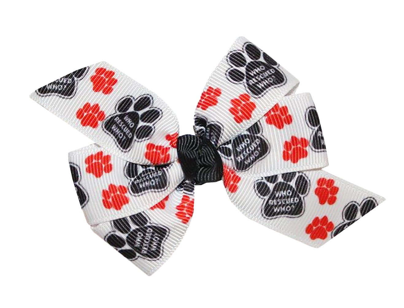 WD2U Set of 2 Who Rescued Who Paw Print Hair Bow French Clips