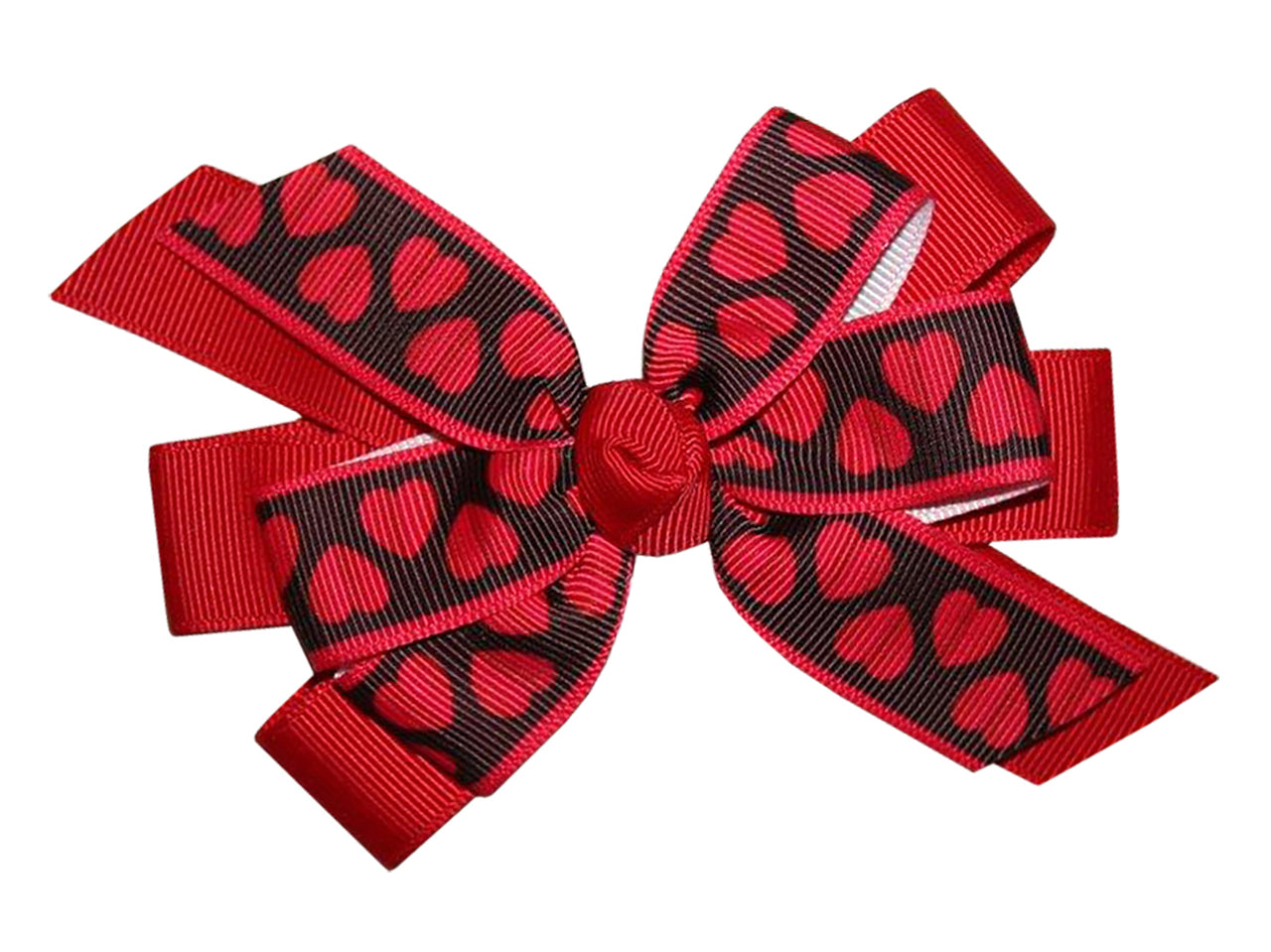 WD2U Girls Black & Red Heart Valentines Boutique Hair Bow on Alligator Clip USA