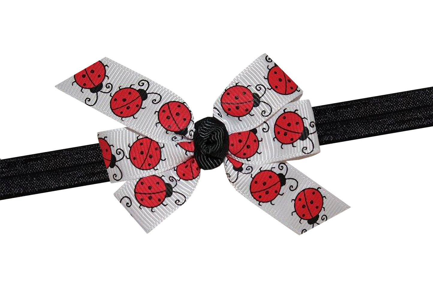 WD2U Baby Girls Infant Red & Black Ladybug 3" Hair Bow Headband