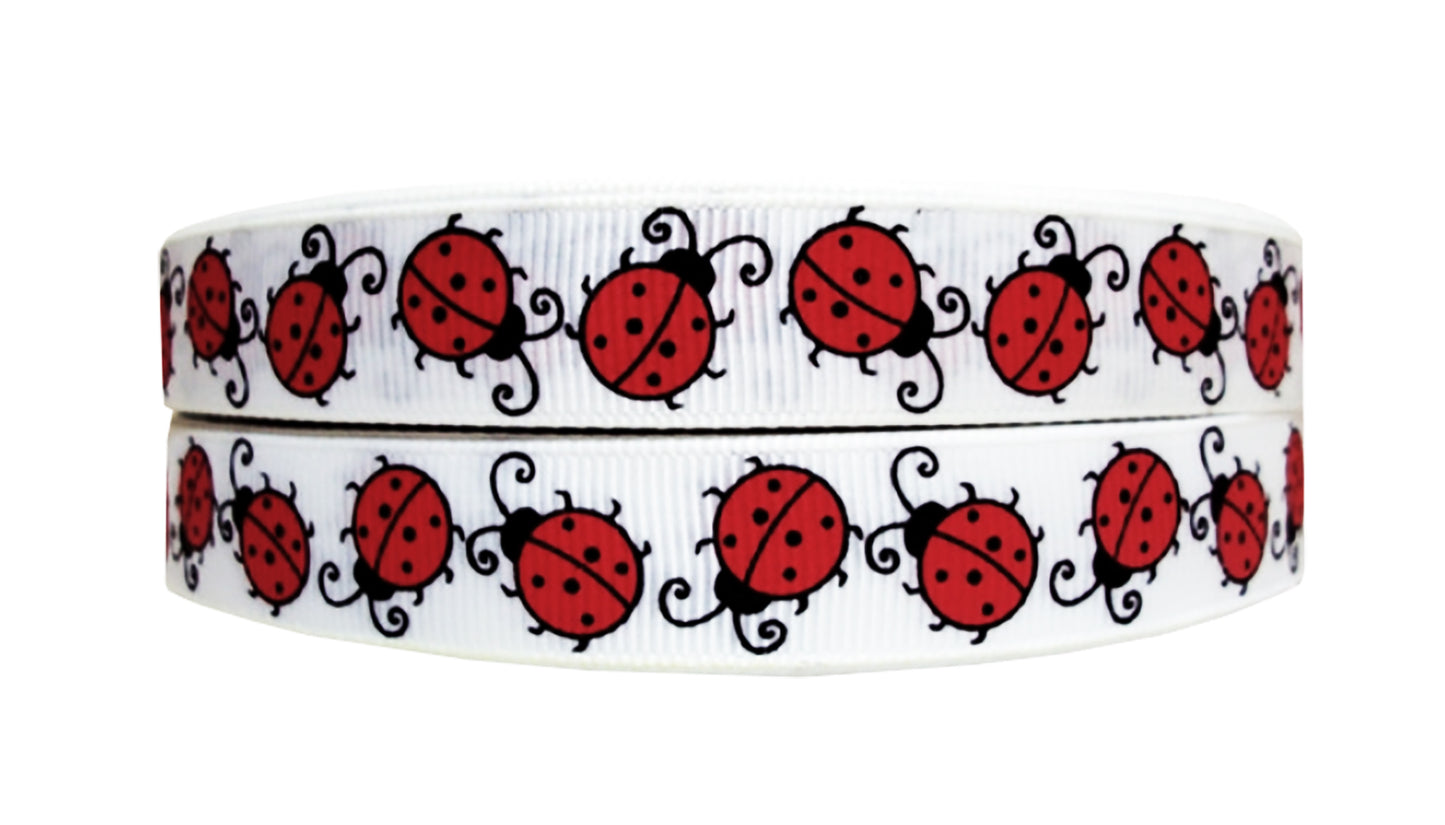 5/8" Red & Black Ladybug Print Grosgrain Ribbon DIY Crafts Hair Bows