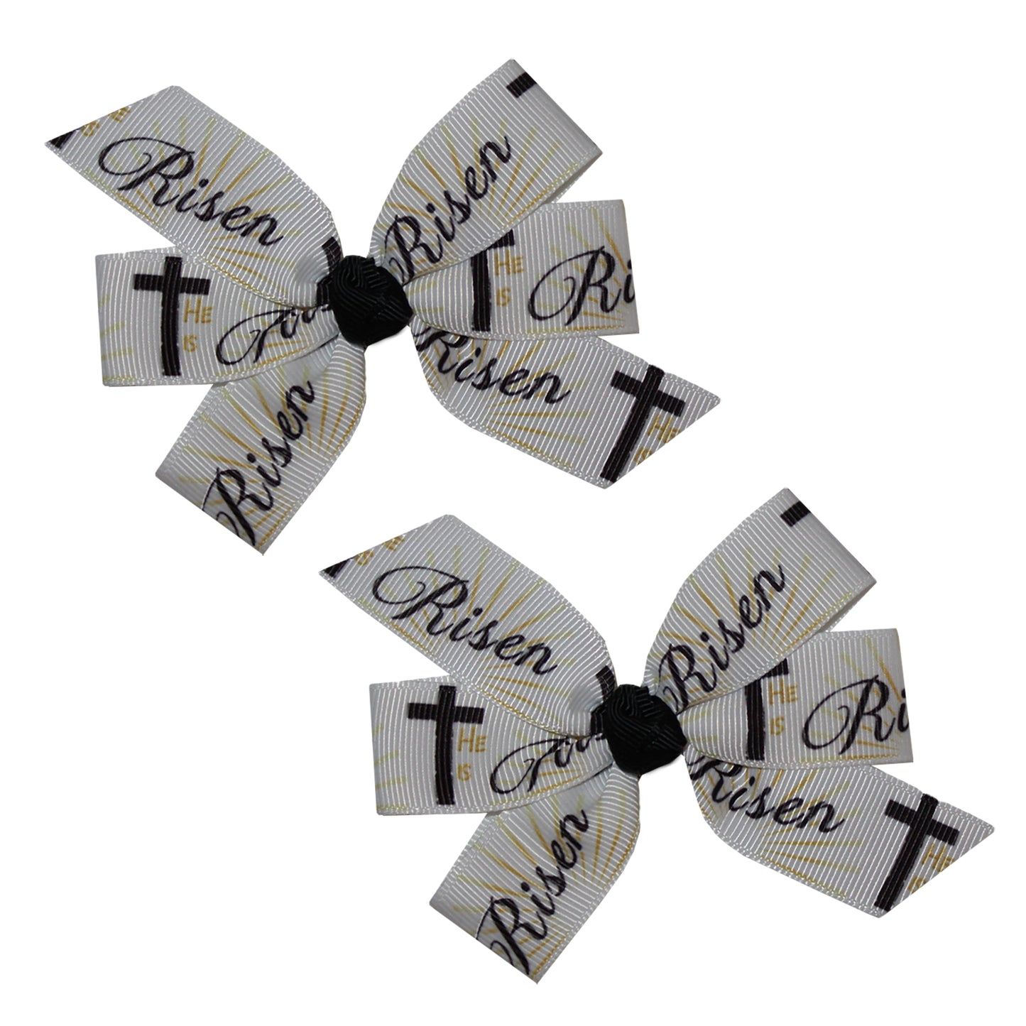 WD2U Baby Girl Set of 2 He is Risen Cross 3" Hair Bows Alligator Clips