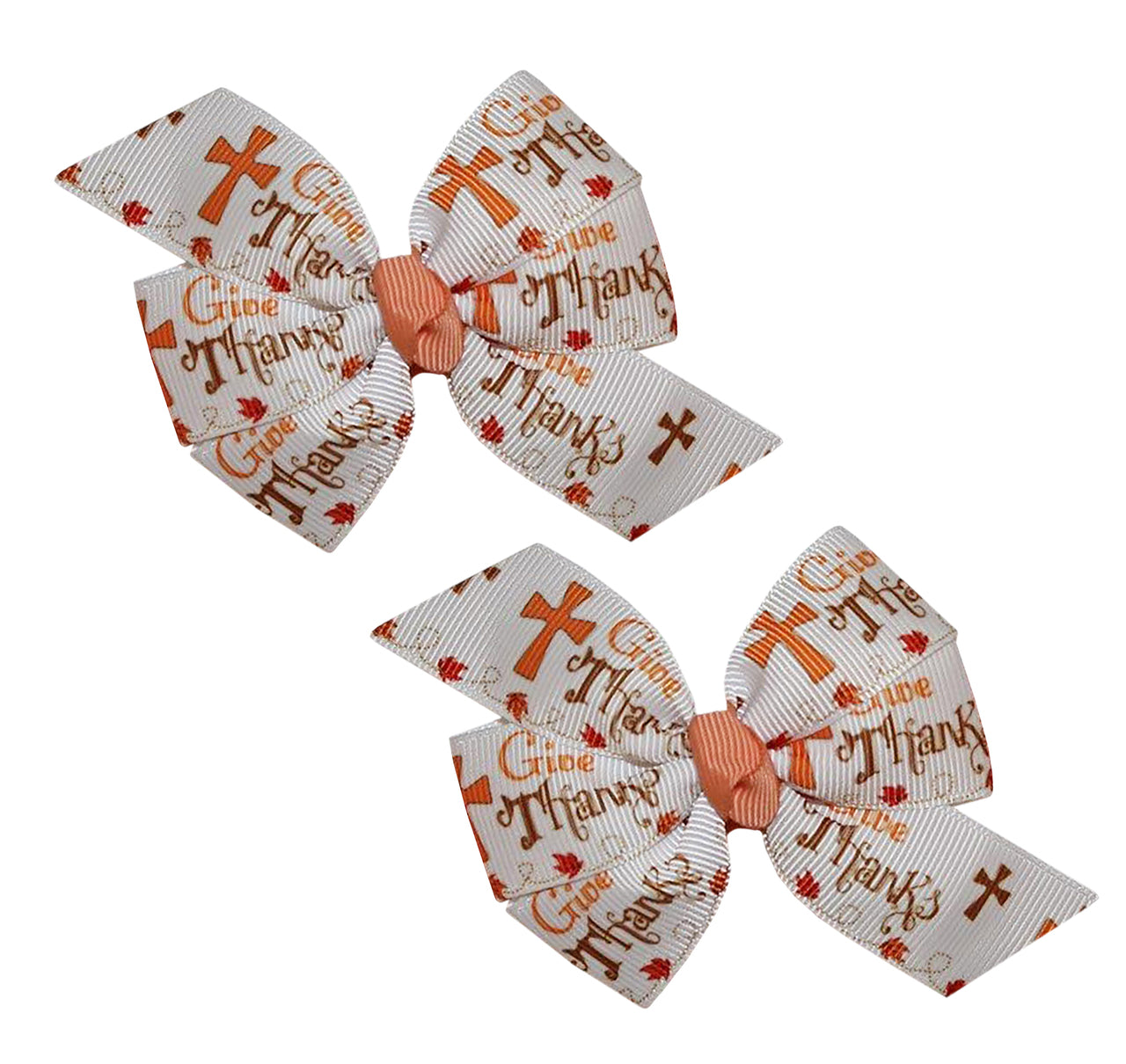 WD2U Baby Girls Set of 2 Thanksgiving Cross Pigtail Hair Bows