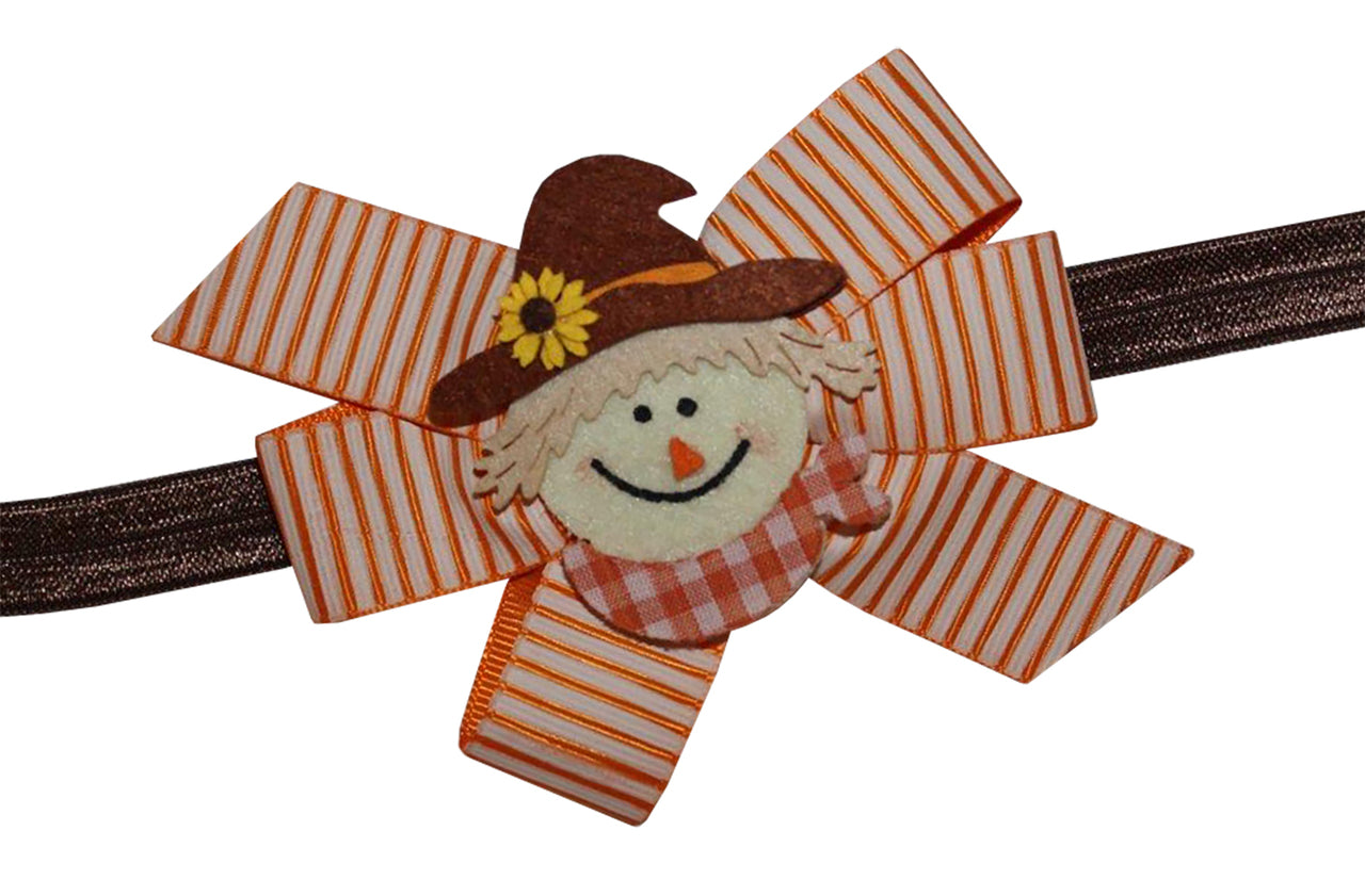 WD2U Girls Sunflower Scarecrow Harvest Thanksgiving Hair Bow Stretch Headband