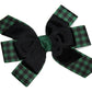 WD2U Girls Black & Green Buffalo Plaid Woodland Lumberjack Hair Bow French Clip