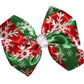 WD2U Girls Christmas Red & Green Snowflake Hair Bow French Clip Barrette USA
