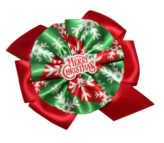 WD2U Girls Merry Christmas Red & Green Snowflake Hair Bow Alligator Clip USA