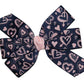 WD2U Girls  Navy & Pink Heart Valentines Hair Bow French Clip Barrette