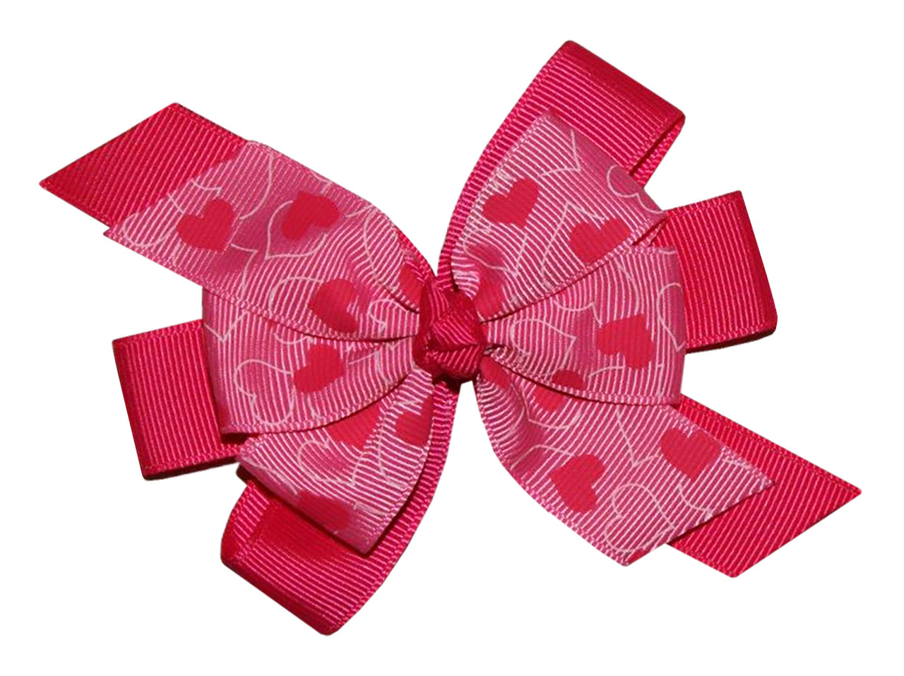 WD2U Girls Pretty N Pink Heart Valentines Day Hair Bow Alligator Clip USA