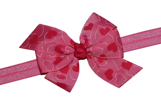 WD2U Baby Girls Pretty N Pink Heart Valentines Infant Hair Bow Stretch Headband