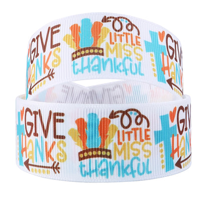 1" Little Miss Thankful Turquoise Cross Grosgrain Ribbon DIY Hair Bows Crafts