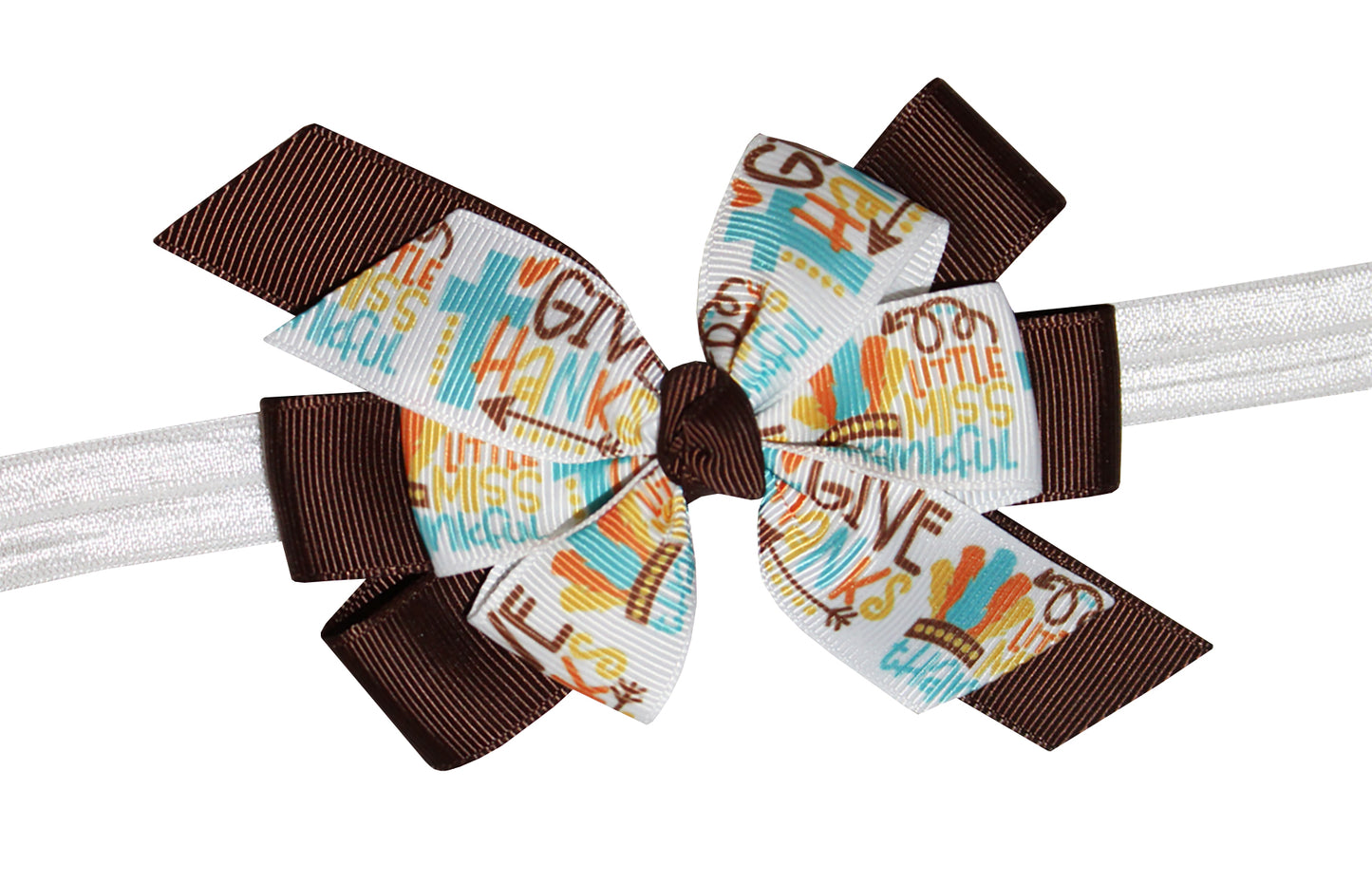 WD2U Baby Girls 4.5" Brown Little Miss Thankful Hair Bow Headband