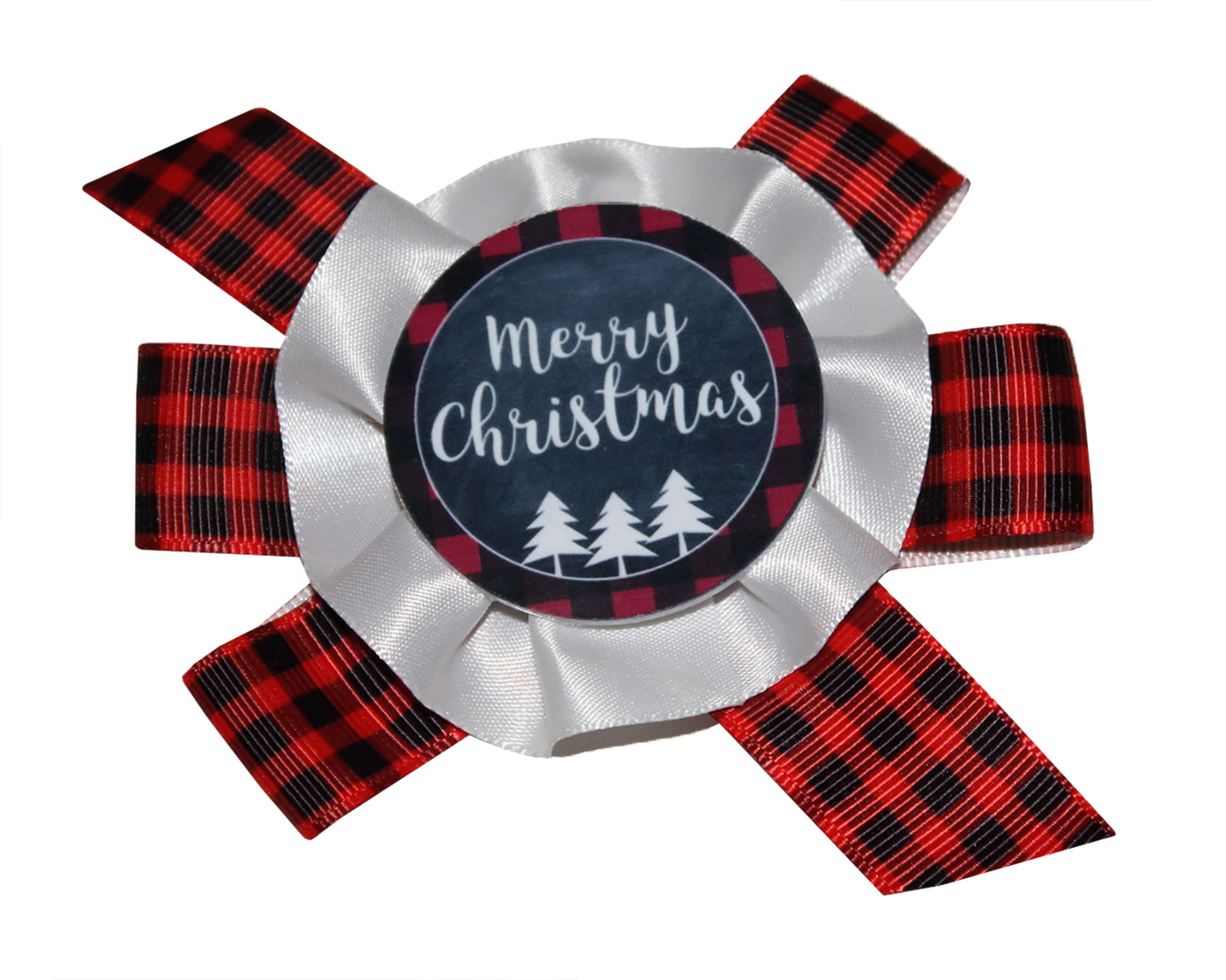 WD2U Baby Girls Merry Christmas Red Blk Buffalo Plaid Hair Bow Stretch Headband