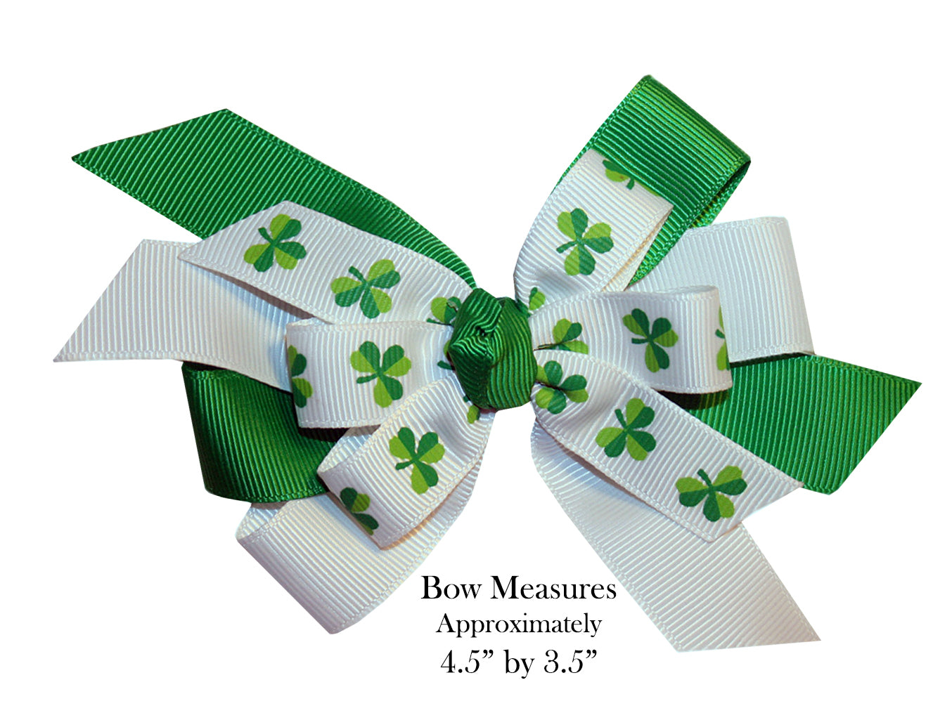 WD2U Girls 4.5" Layered St Patricks Shamrock Hair Bow French Clip