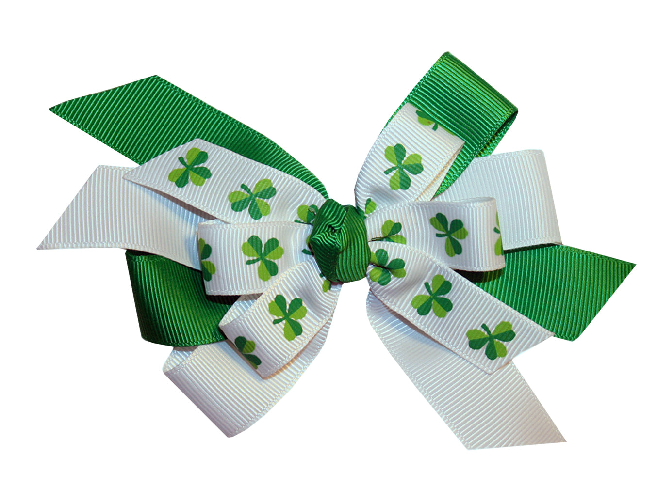 WD2U Girls 4.5" Layered St Patricks Shamrock Hair Bow French Clip