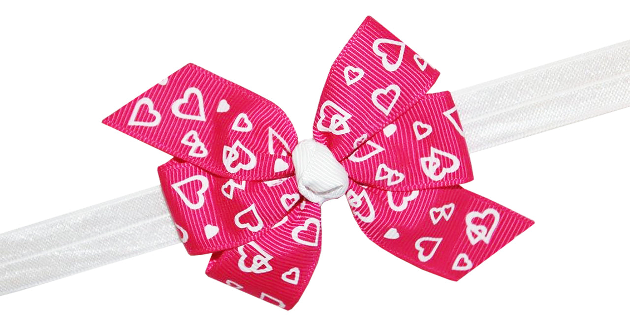 WD2U Baby Girls Infant Shocking Pink Heart Valentines Hair Bow Stretch Headband