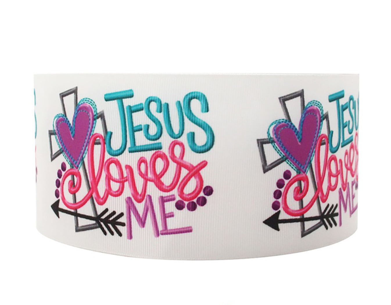 1" Jesus Loves Me Christian Cross Grosgrain Ribbon DIY Hair Bows Crafts