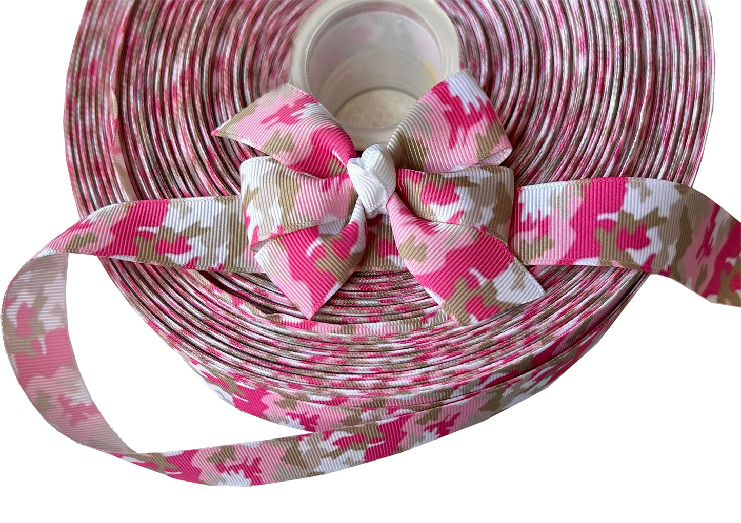 7/8" Grosgrain Ribbon Pink Camouflage Camo Print DIY Hair Bows Crafts
