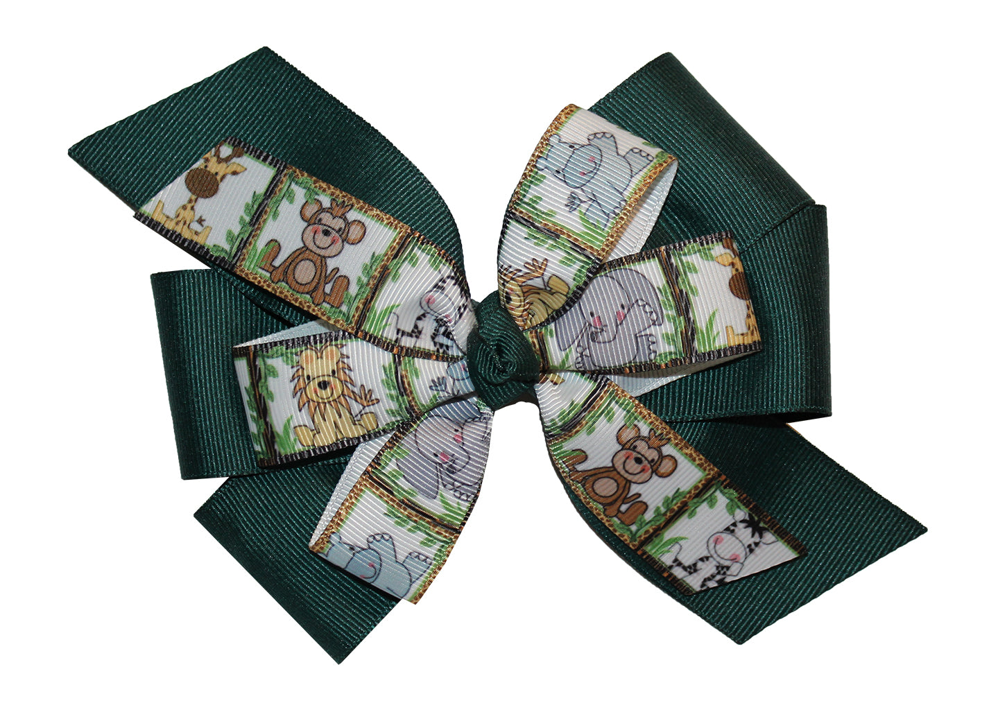 WD2U Girls 5" Welcome to the Jungle Grosgrain Hair Bow French Clip