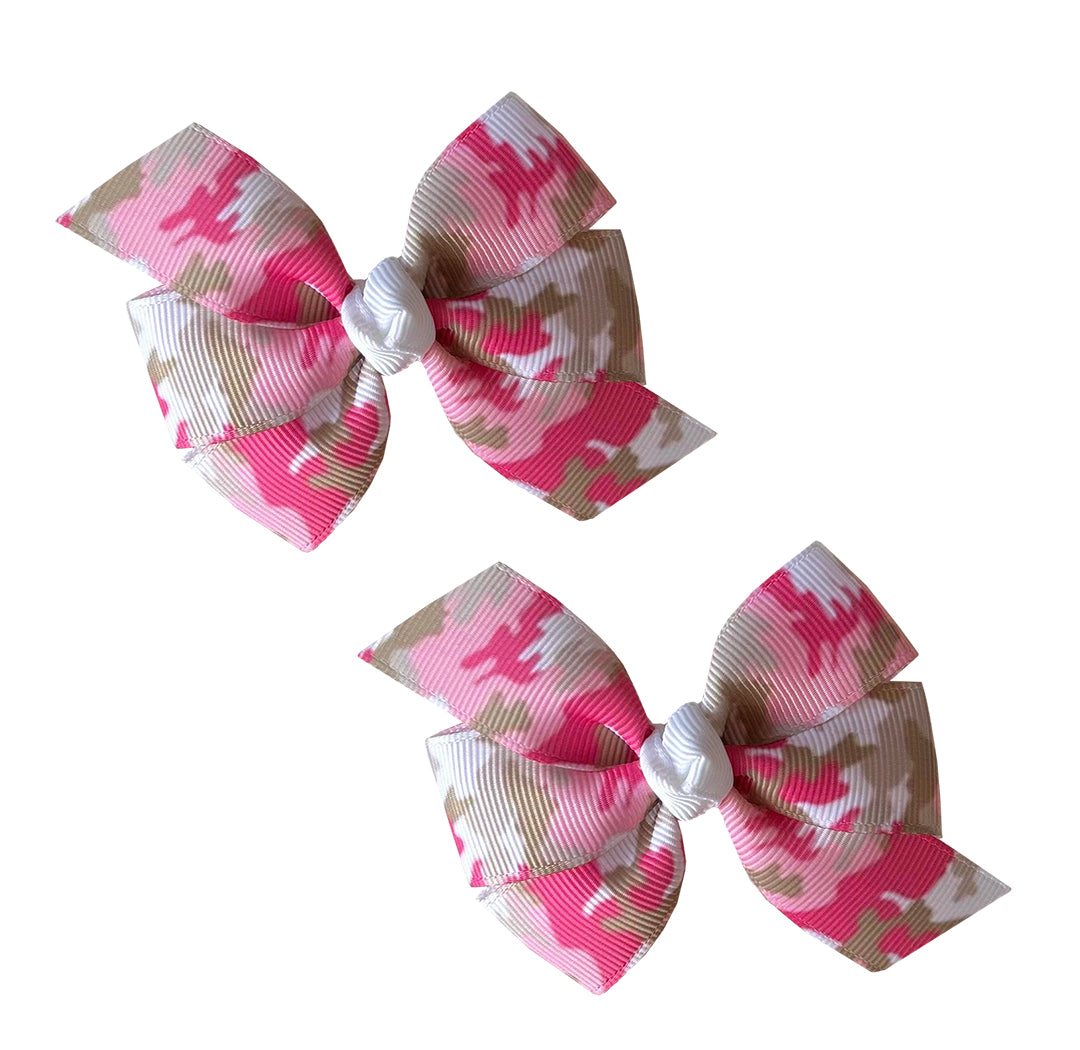 WD2U Baby-Girls Set of 2 Pink Camouflage Camo 3" Pigtail Hair Bows Alligator Clips