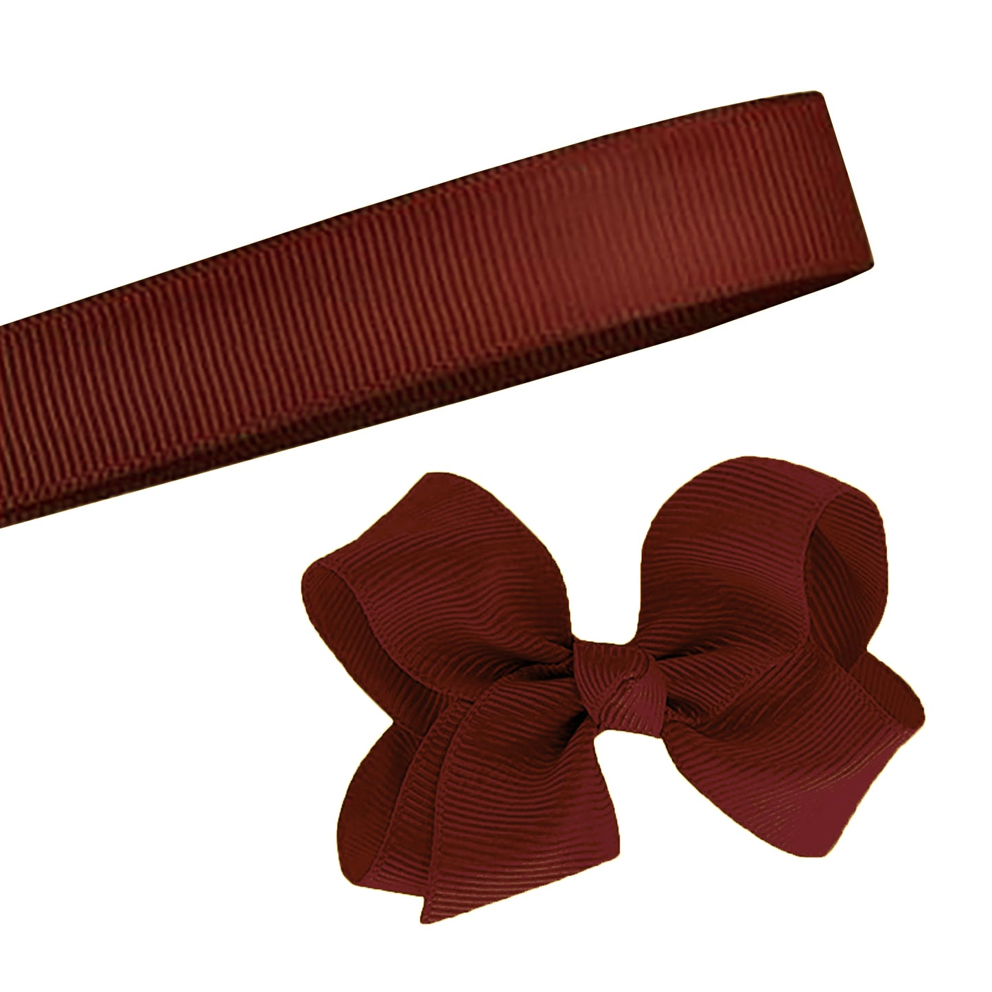 Burgundy – 5cm Grosgrain Ribbon Bow – (Self Adhesive) – 12 Pack