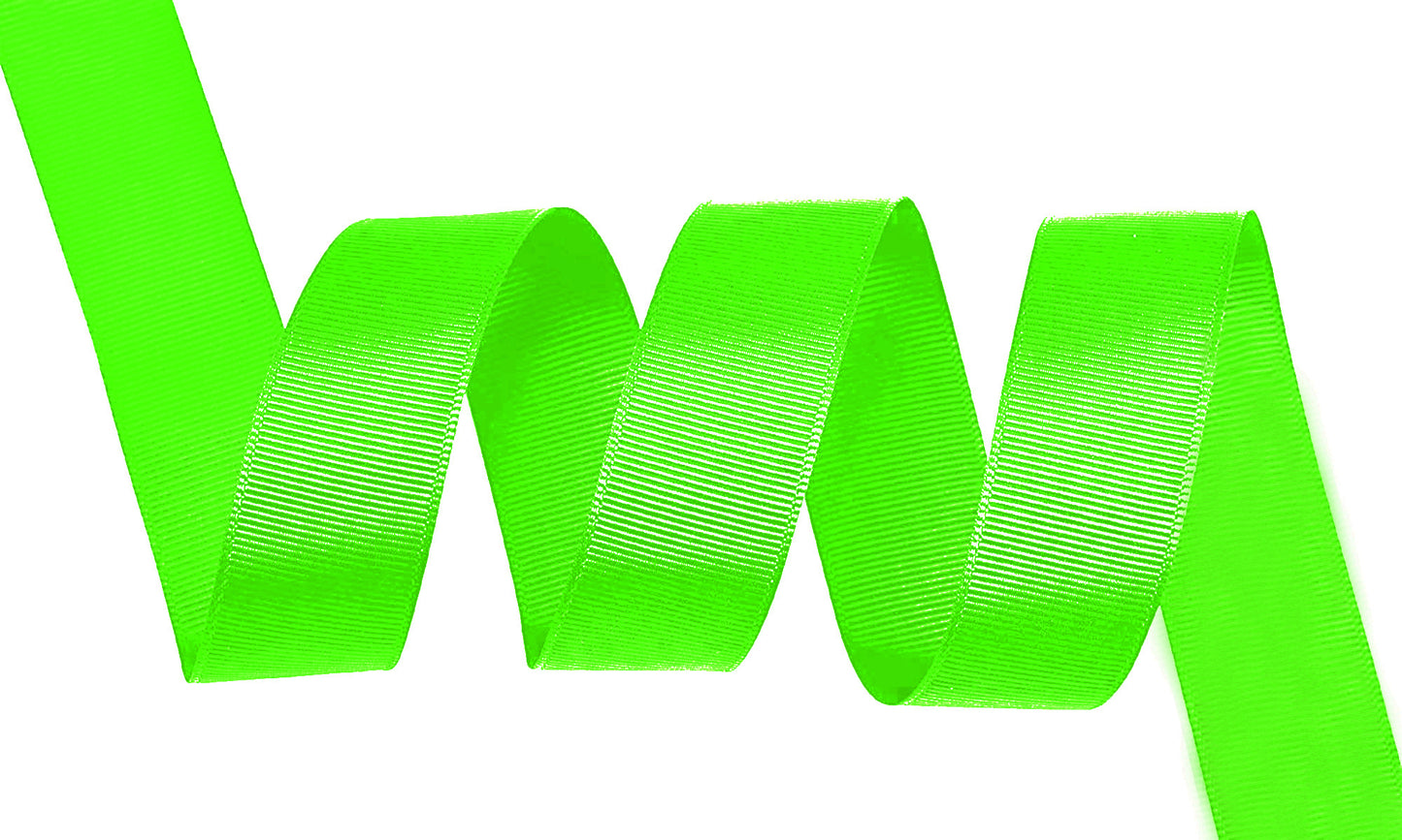 5 Yards Solid Neon Green Grosgrain Ribbon Yardage DIY Crafts Bows USA