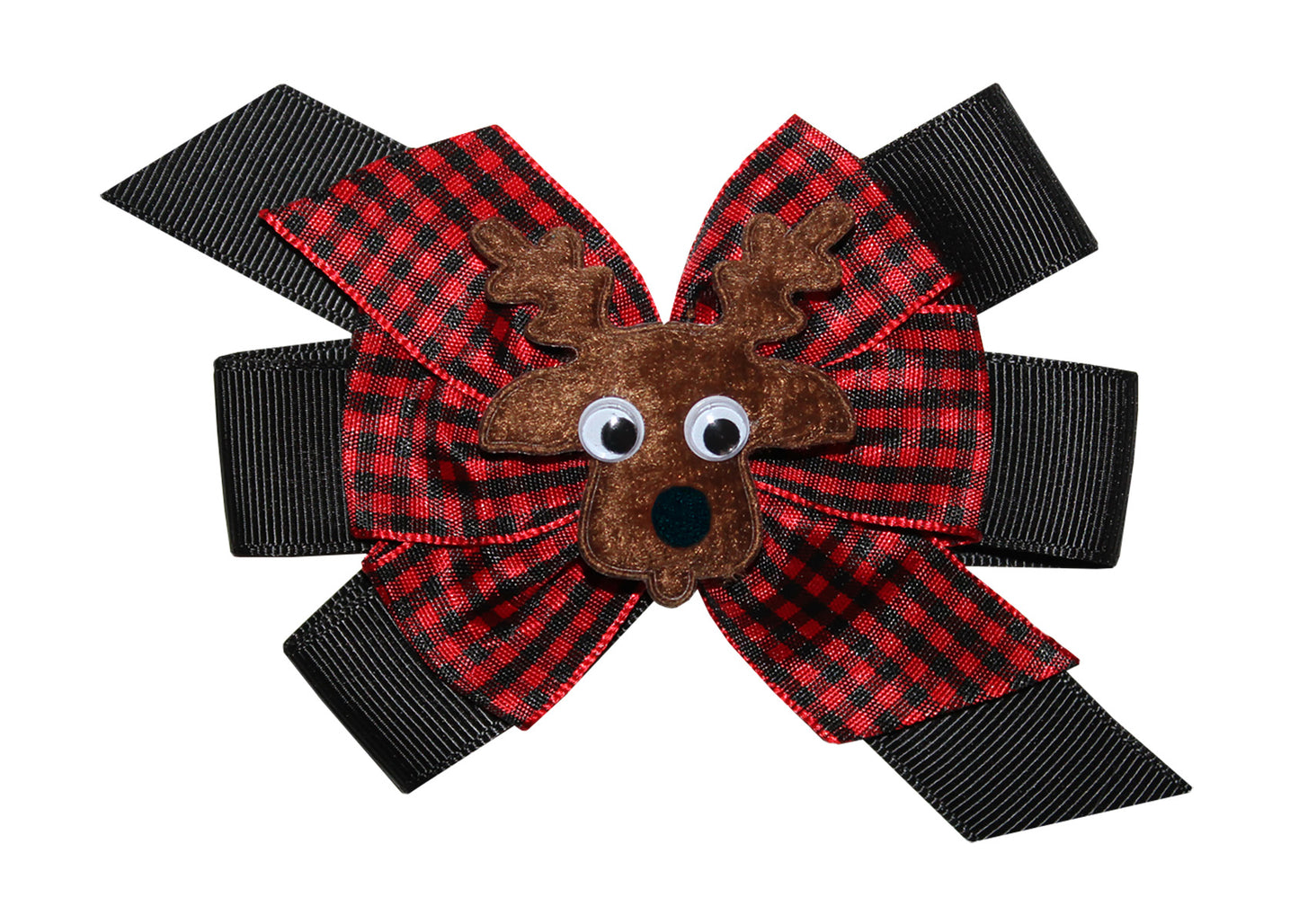 WD2U Girls Woodland Forest Friend Buffalo Plaid Deer Hair Bow French Clip USA