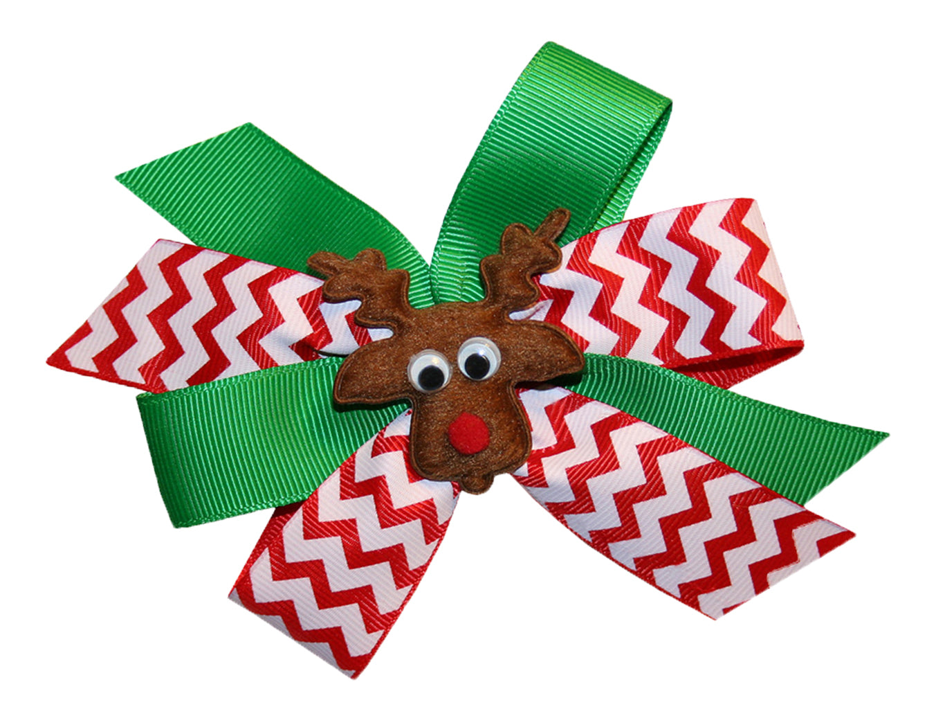 WD2U Baby Girls Reindeer Christmas Green & Chevron Bow Stretch Headband
