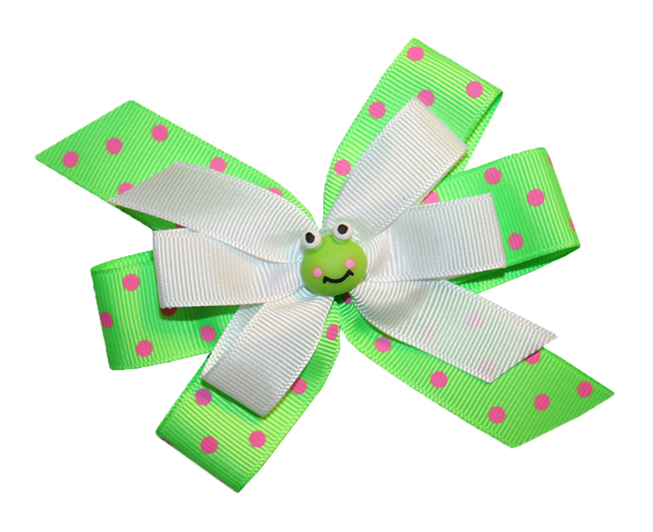 WD2U Baby-Girls Lime Green & Pink Frog Hair Bow Stretch Headband