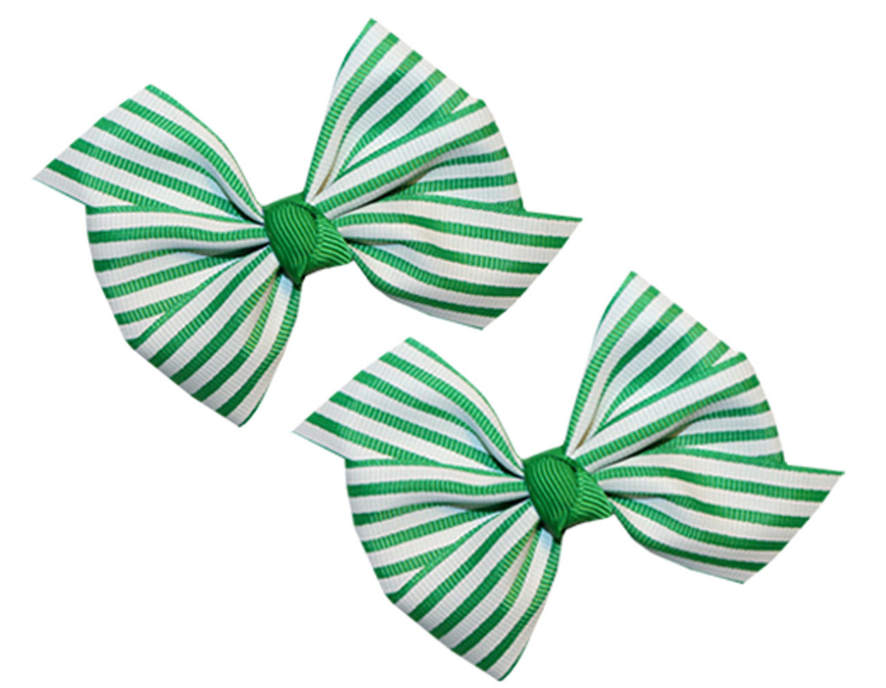 WD2U Baby Girls Set of 2 Green Striped St Patricks Hair Bows Alligator Clips