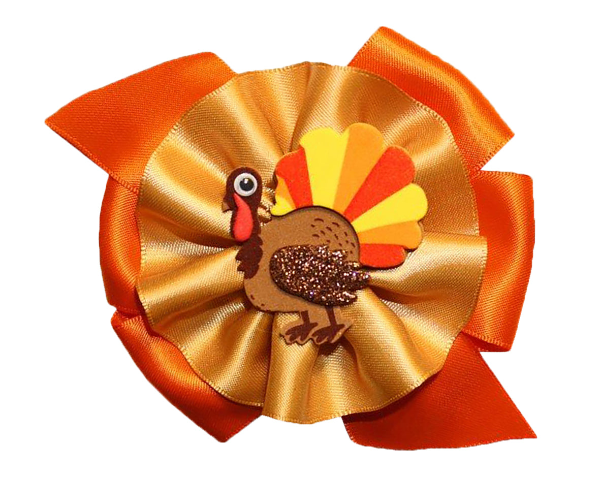 WD2U Baby Girls Gobble Gobble Turkey Thanksgiving Hair Bow on Stretch Headband