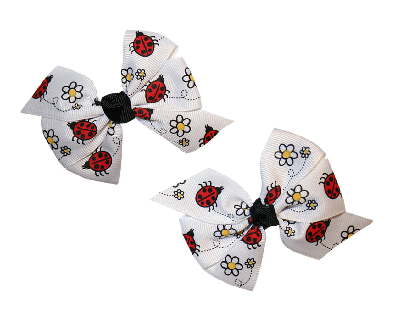 WD2U Baby-Girls Set of 2 Ladybug Lady Bug Hair Bows on Alligator Clips