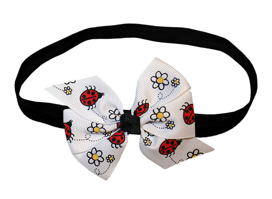 WD2U Baby-Girls Infant Lady Bug Ladybug Daisy Hair Bow Stretch Headband