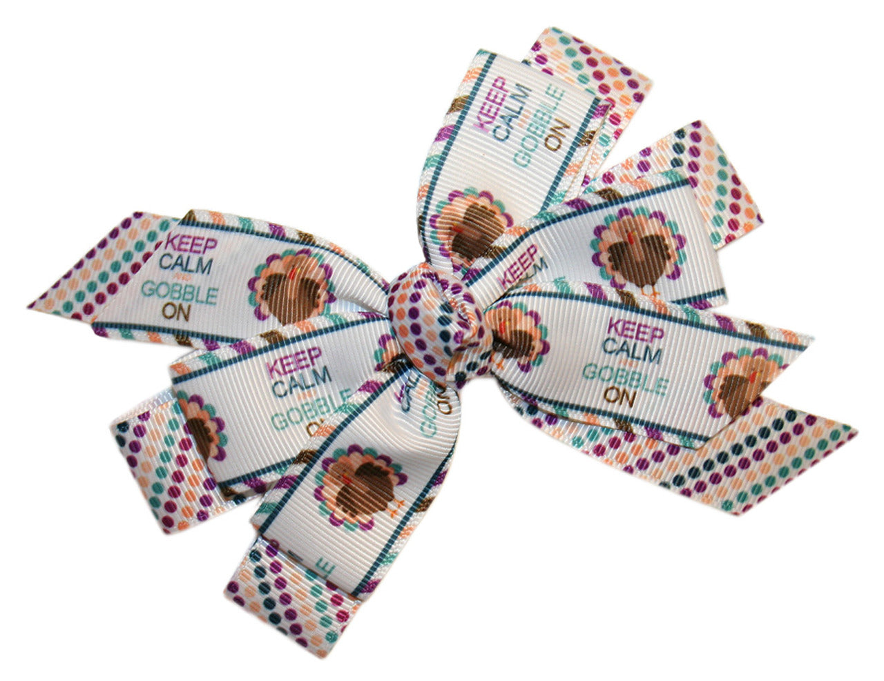 WD2U Girls Keep Calm & Gobble On Turkey Thanksgiving Harvest Hair Bow 8015FC